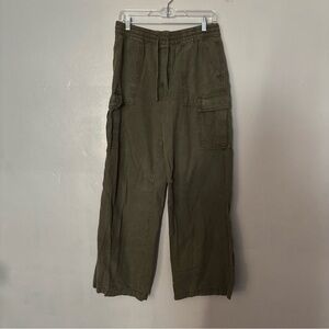 Aerie Olive Green Wide Leg Cargo Pants Women’s Medium Drawstring Pull On